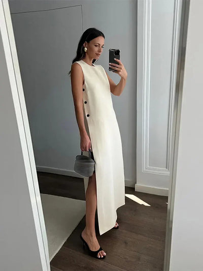 Georgia Long Maxi Dress w/ Side Split Sleeveless Casual Stylish Edit-Co Fashion Australia